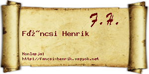 Fáncsi Henrik névjegykártya